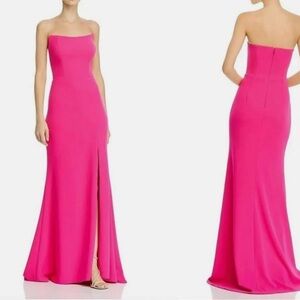 Aqua Elegant Pink Strapless Evening Gown